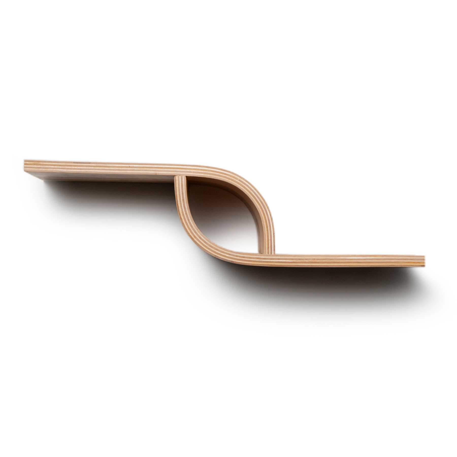 Small unique design wooden floating shelf clean look on white background