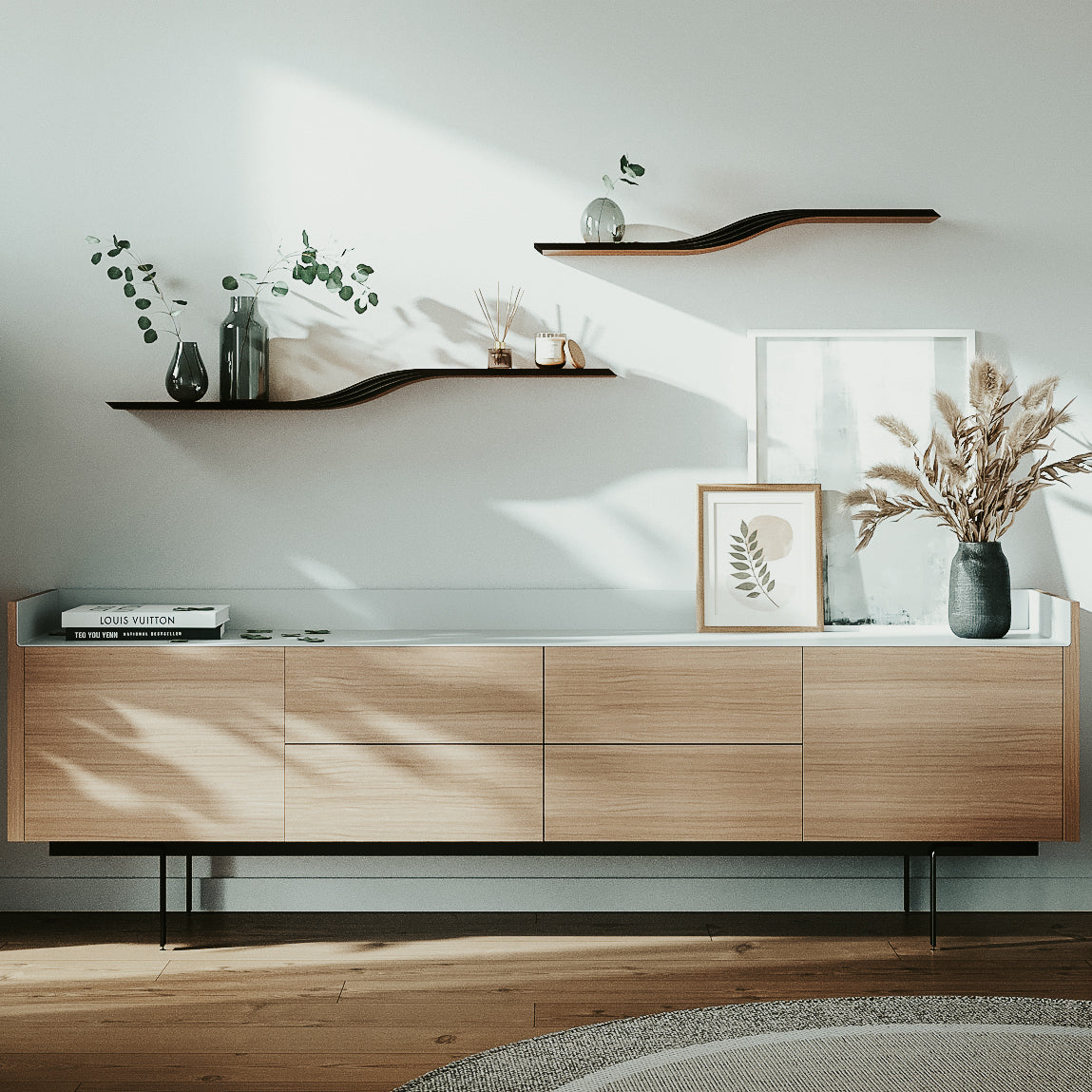 living room interior shelves 