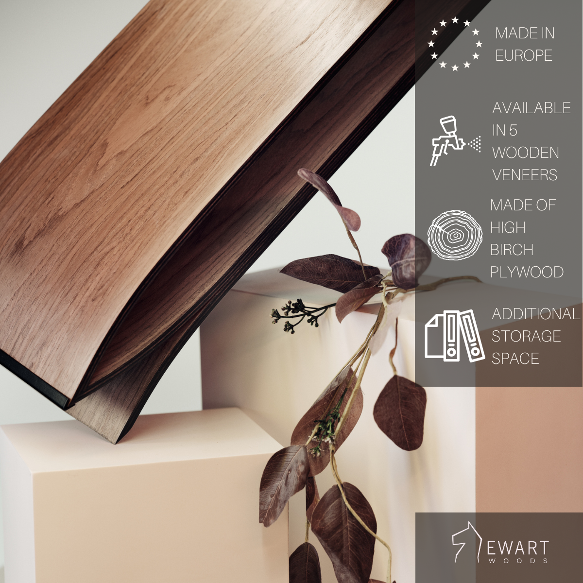Holz-Monitorständer mit gebogenem Design
