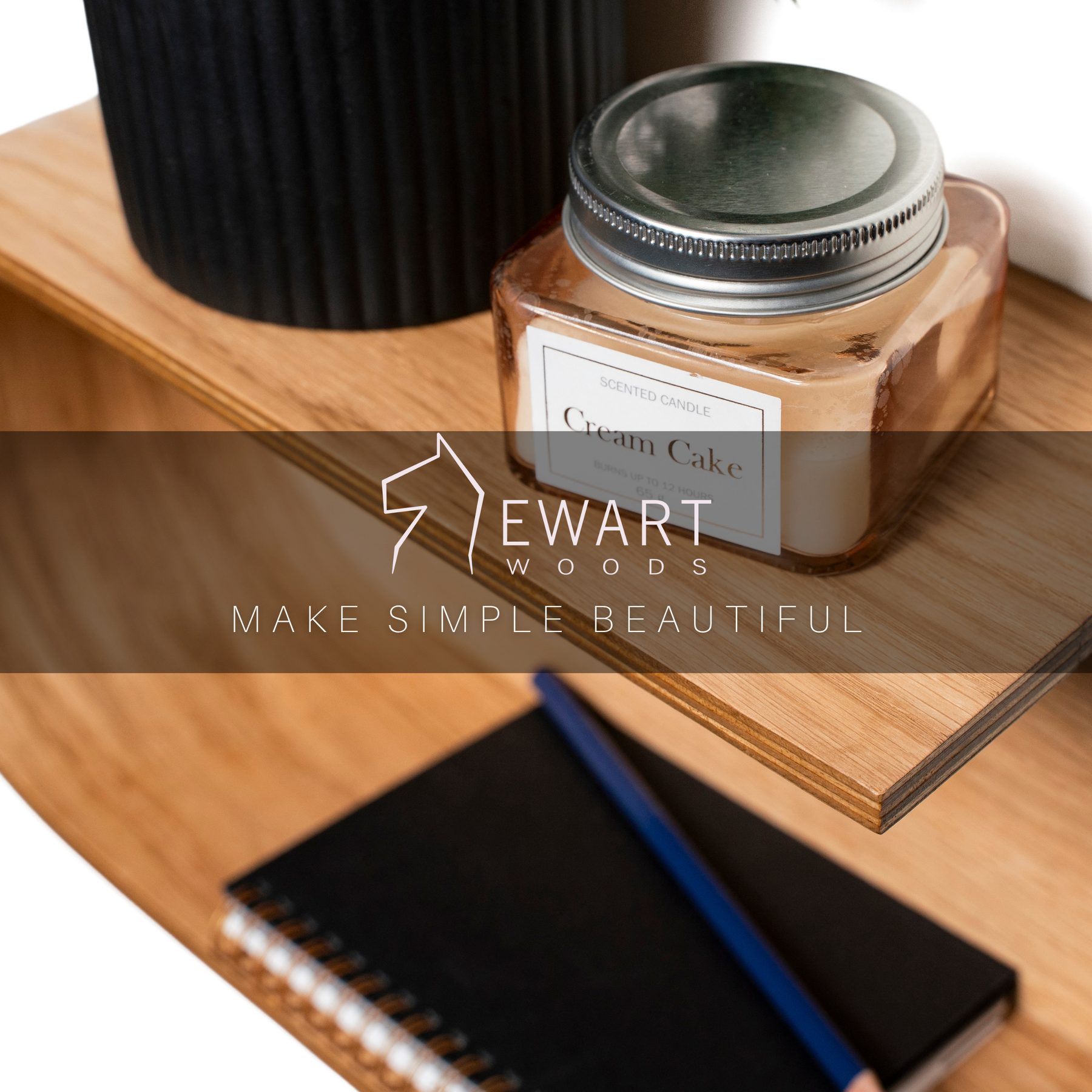Floating wall display shelf with closed back close-up oak